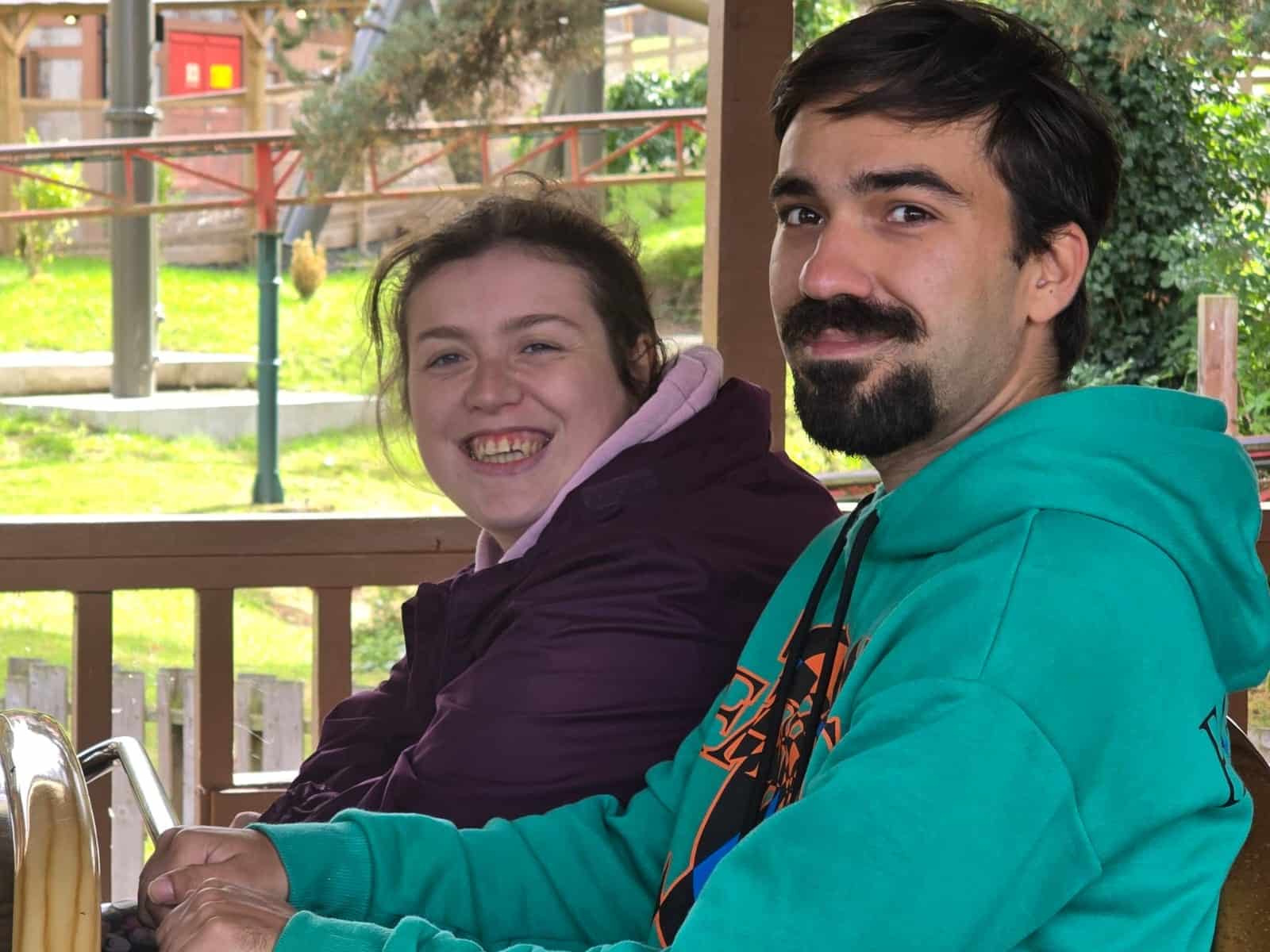 An Avenues support worker with a young woman they support, on a day out